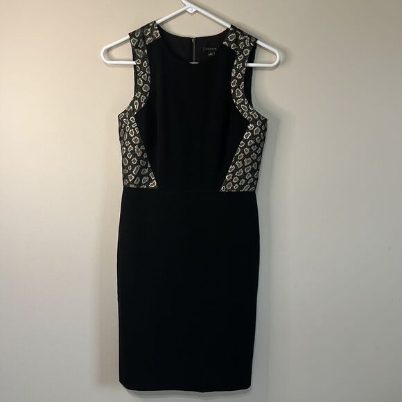 Beautiful Ann Taylor Fitted Dress ~Metallic Leopard Print - Picture 1 of 8